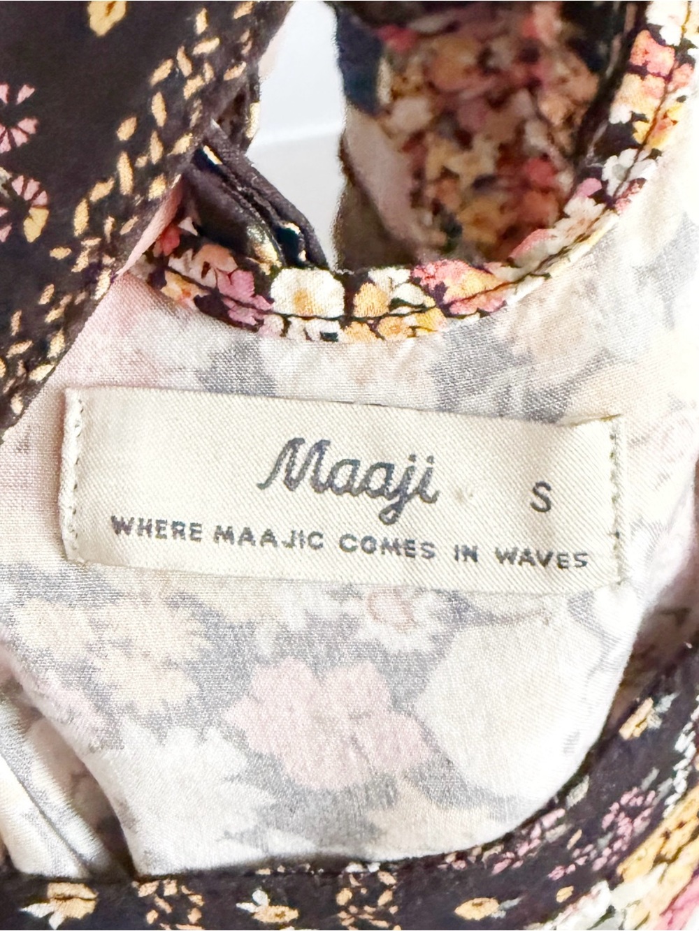 Anthropologie Maaji Alessa Maxi Dress Tassels Slits Floral Tie Back - Picture 10 of 10
